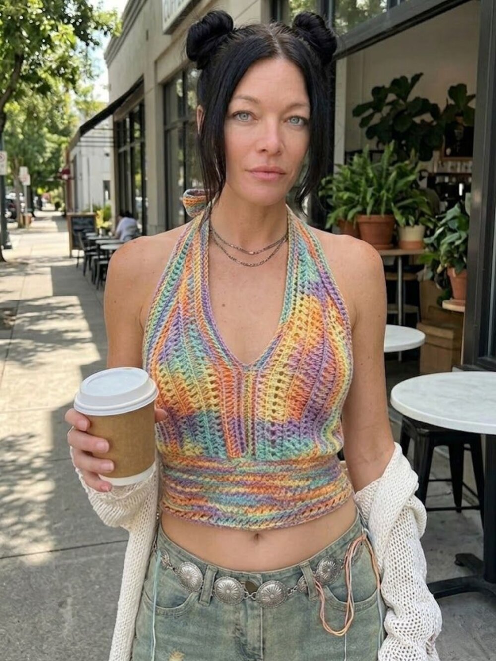 Multicolor Crochet Cami Halter Top